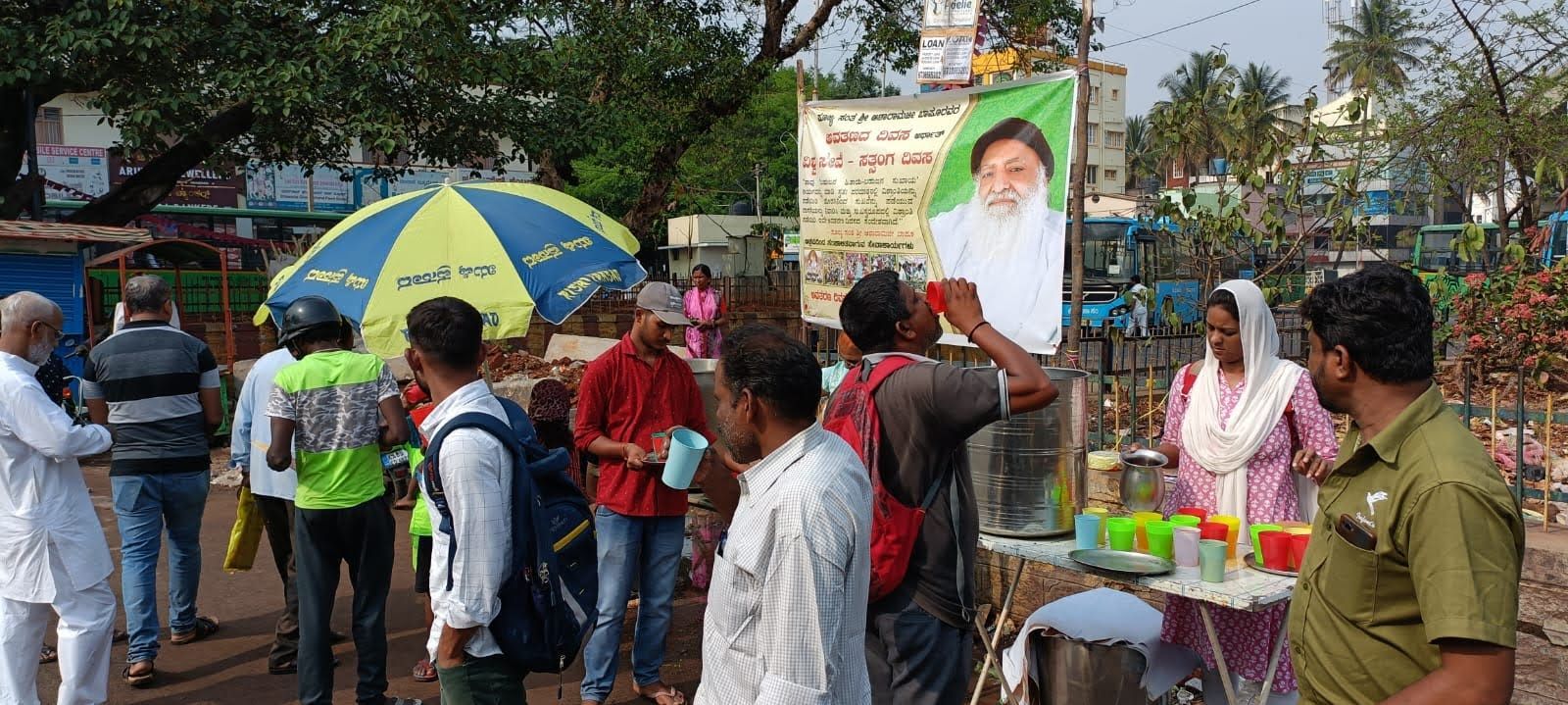 Distributed buttermilk at Banashankari Bus stand to passer by in the scorching heat.